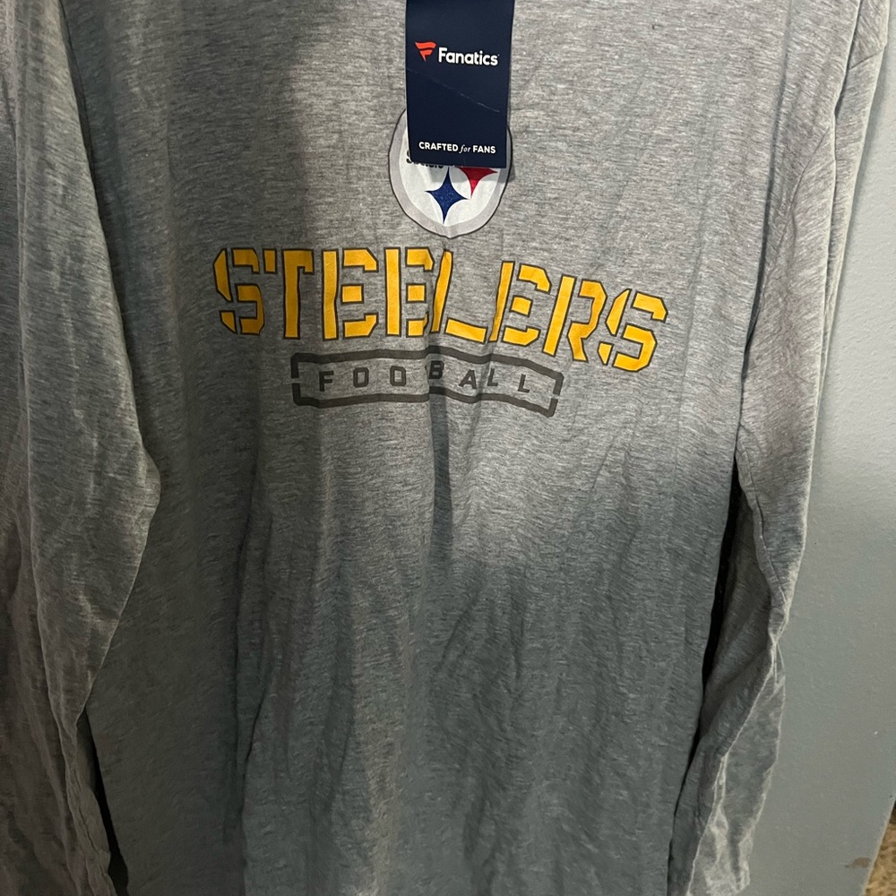 Fanatics Steelers Gray Long Sleeve Tee